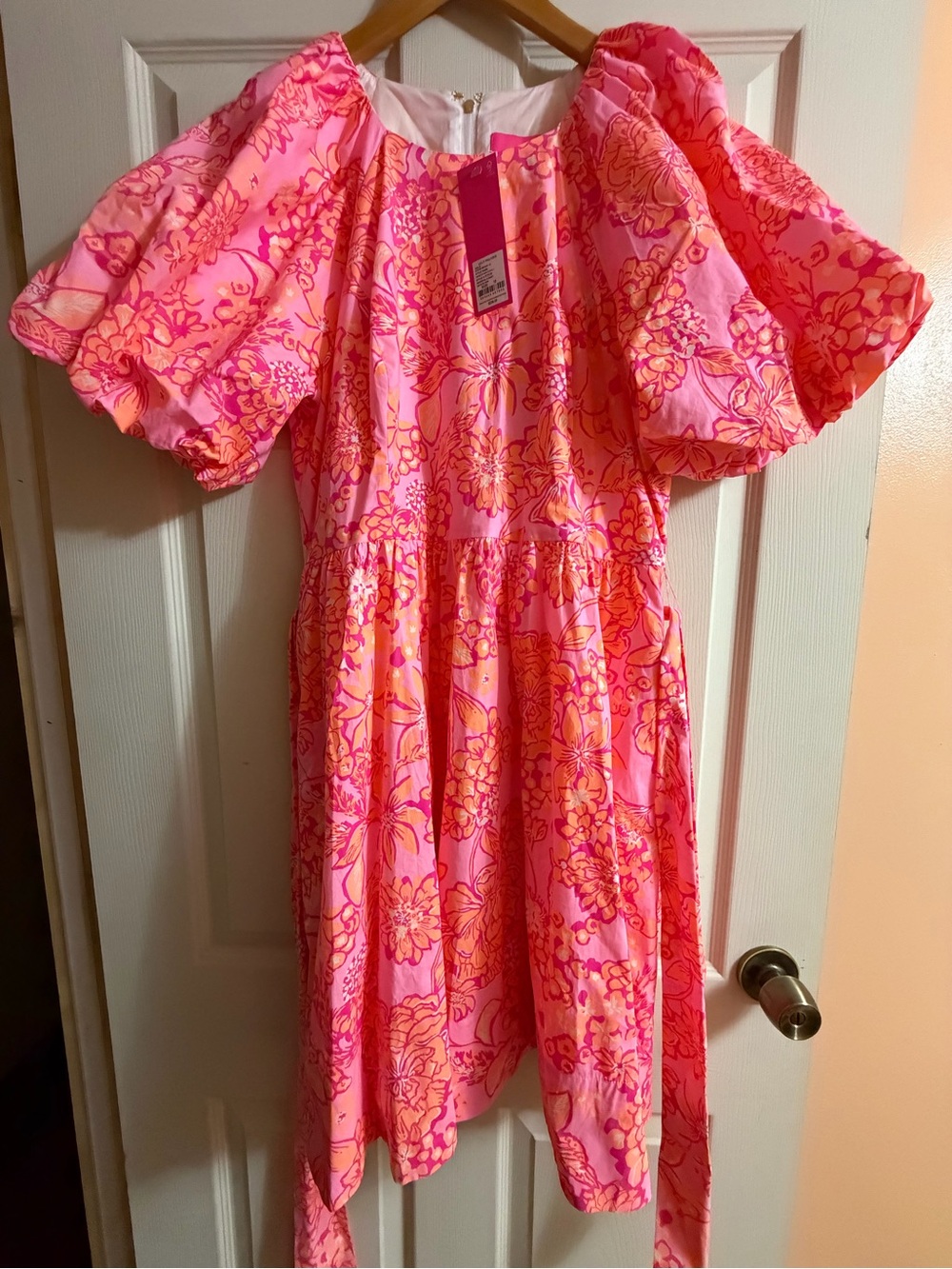 Lilly Pulitzer, Pink Floral Puff-Sleeve Dress